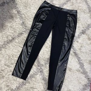 Tory Burch faux leather & ponte knit skinny sz L